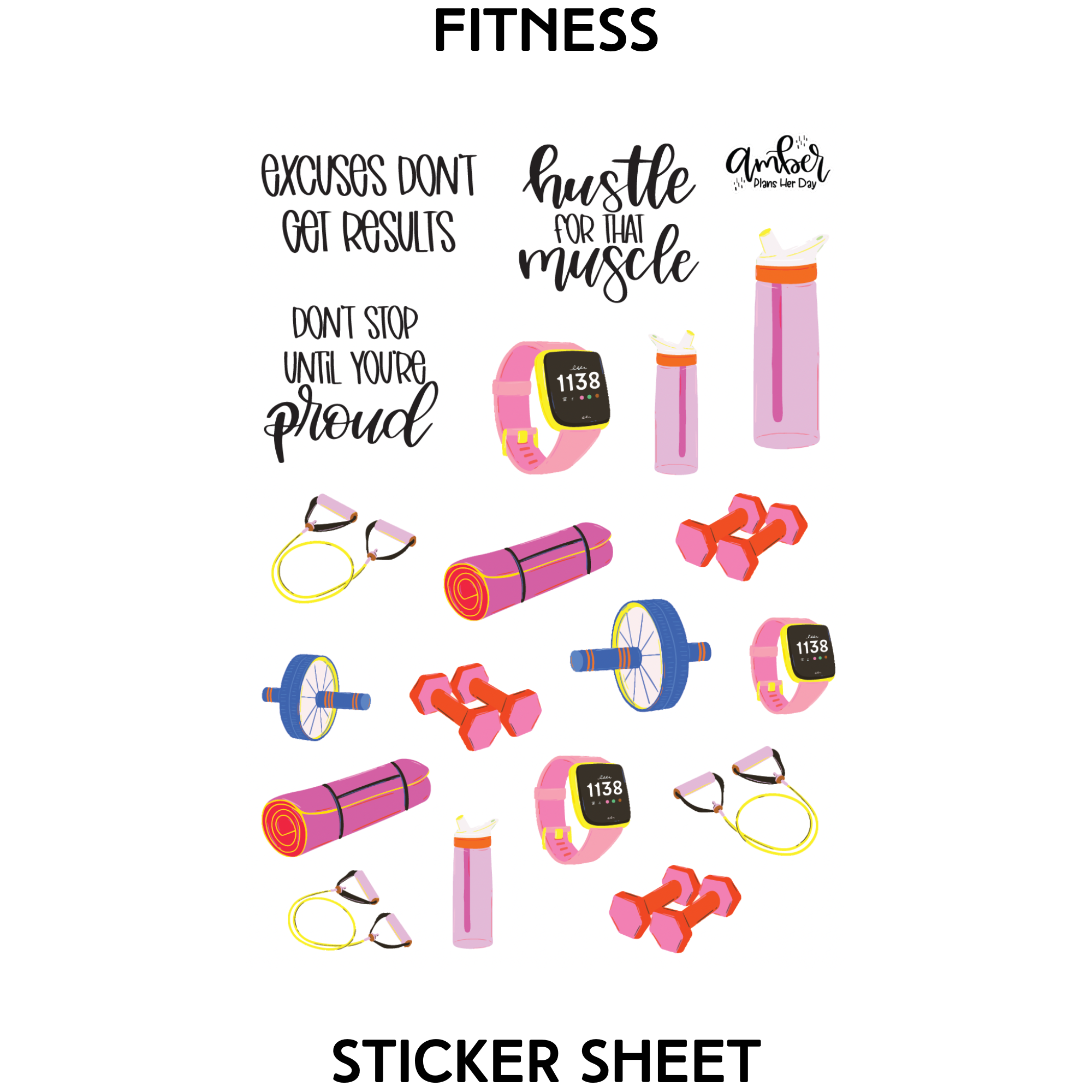 Fitness Sticker Sheet Amber Plans Her Day
