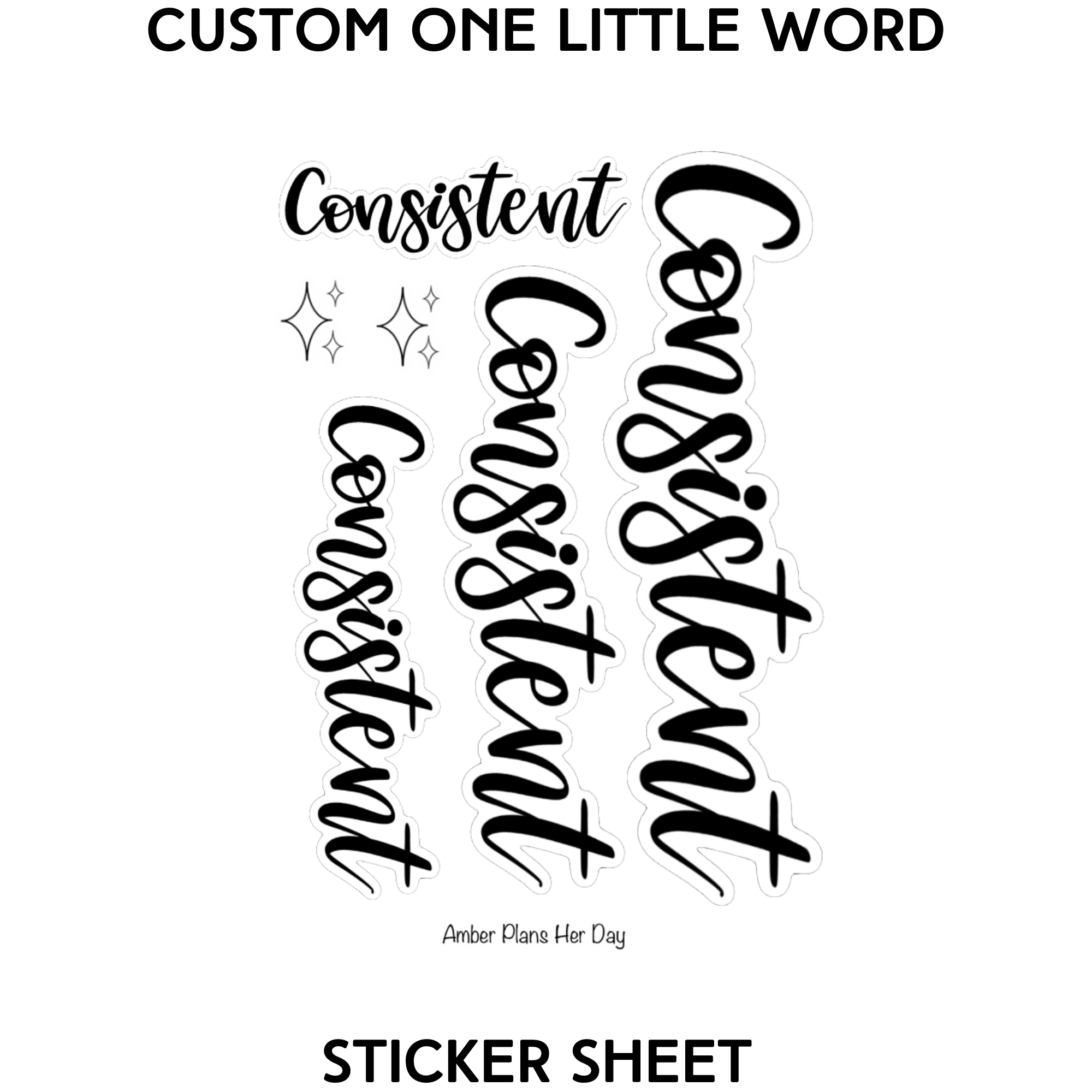 Custom One Little Word Sticker Sheet Amber Plans Her Day