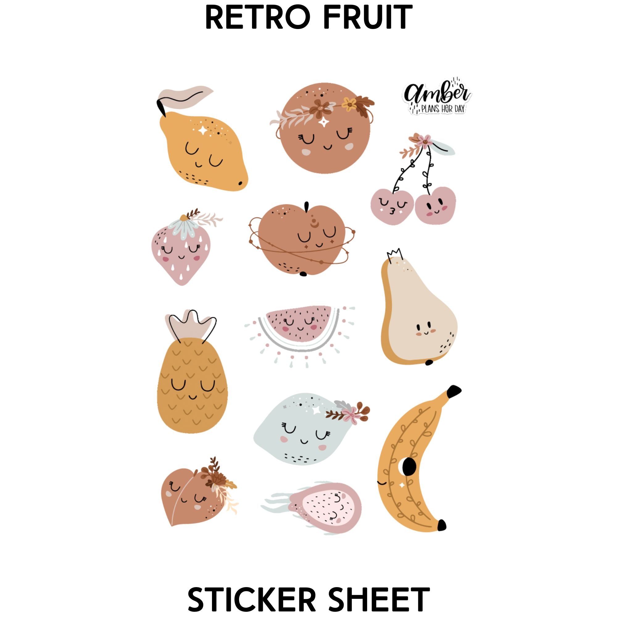 Retro Fruit Sticker Sheet – Amber Plans Her Day