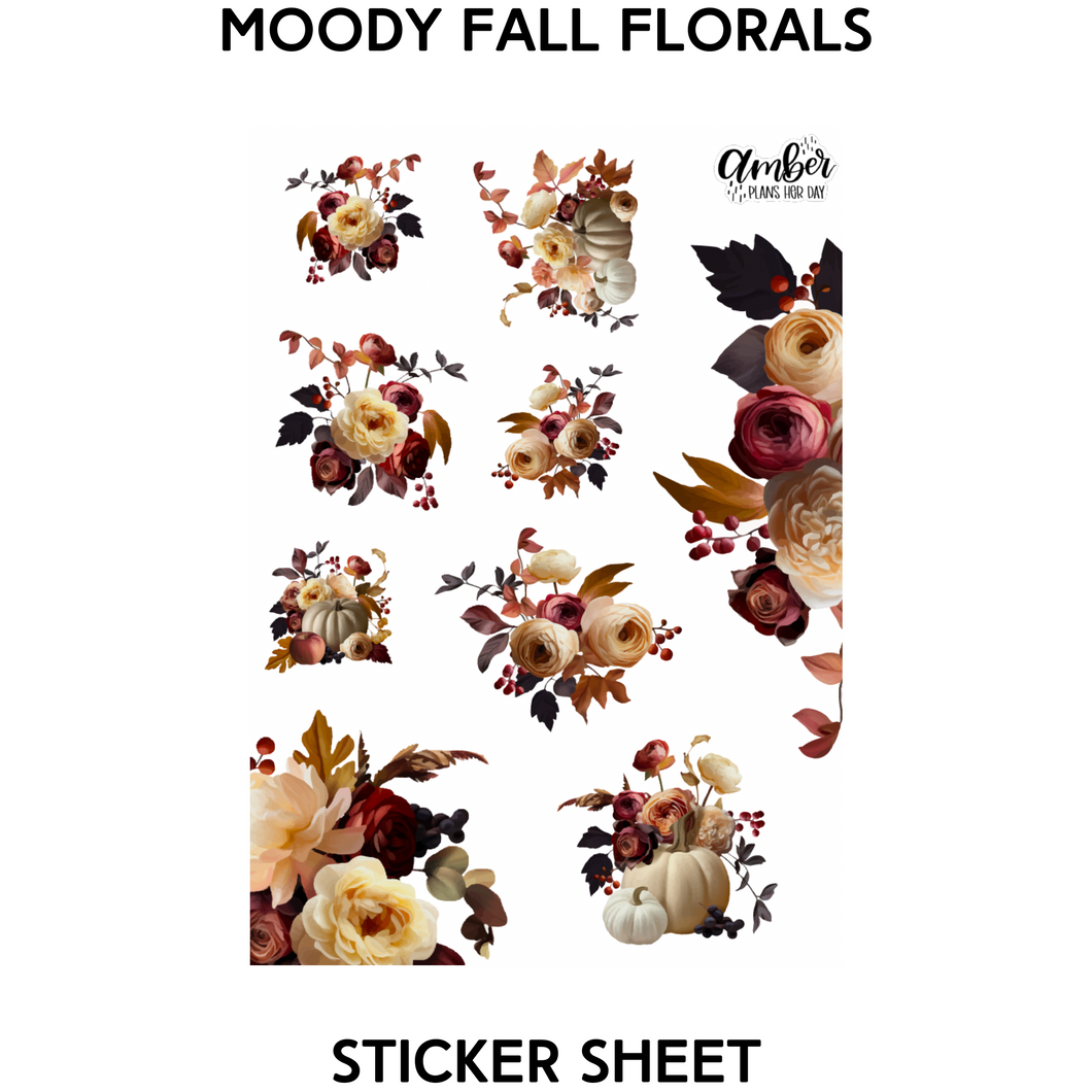 Moody Fall Florals Sticker Sheet