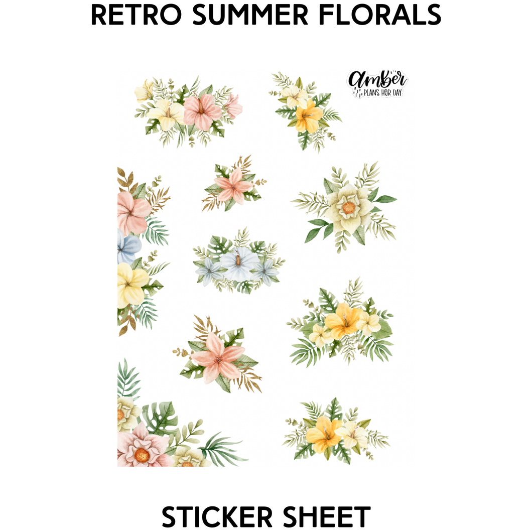 Retro Summer Florals Sticker Sheet