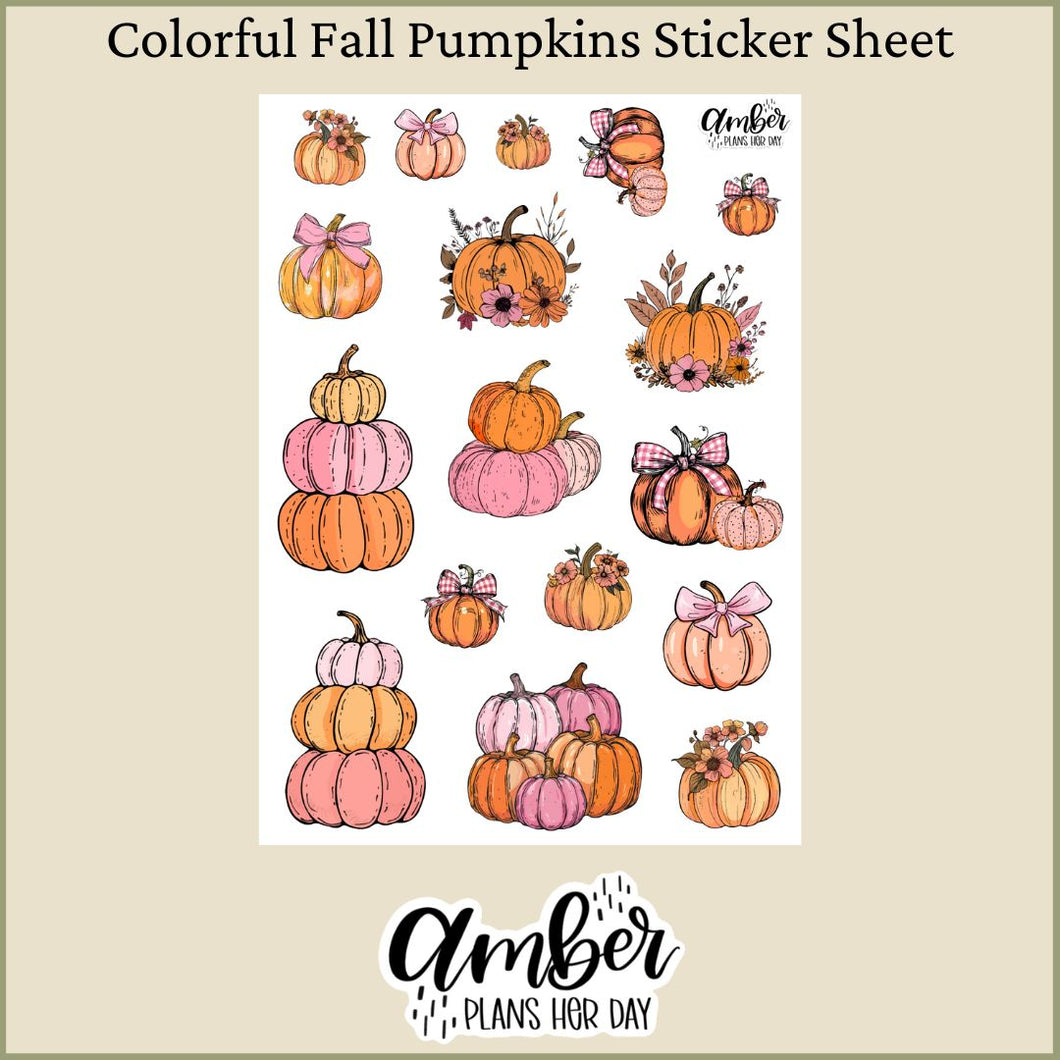 Colorful Fall Pumpkins Sticker Sheet