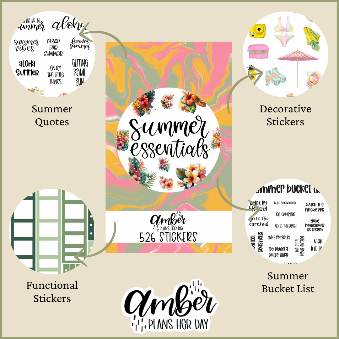 Summer Essentials Sticker Book – Amber Plans Her Day
