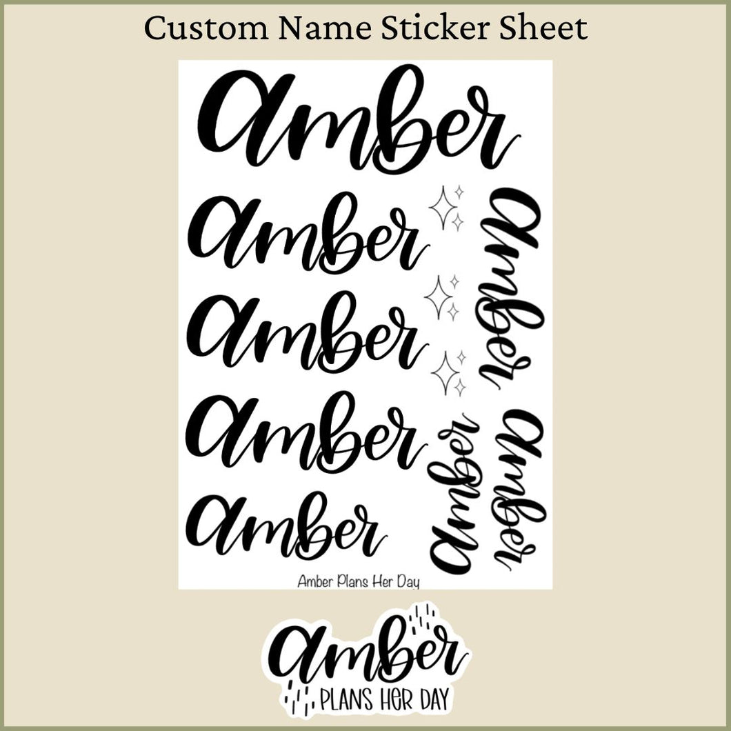 Custom Name Sticker Sheet