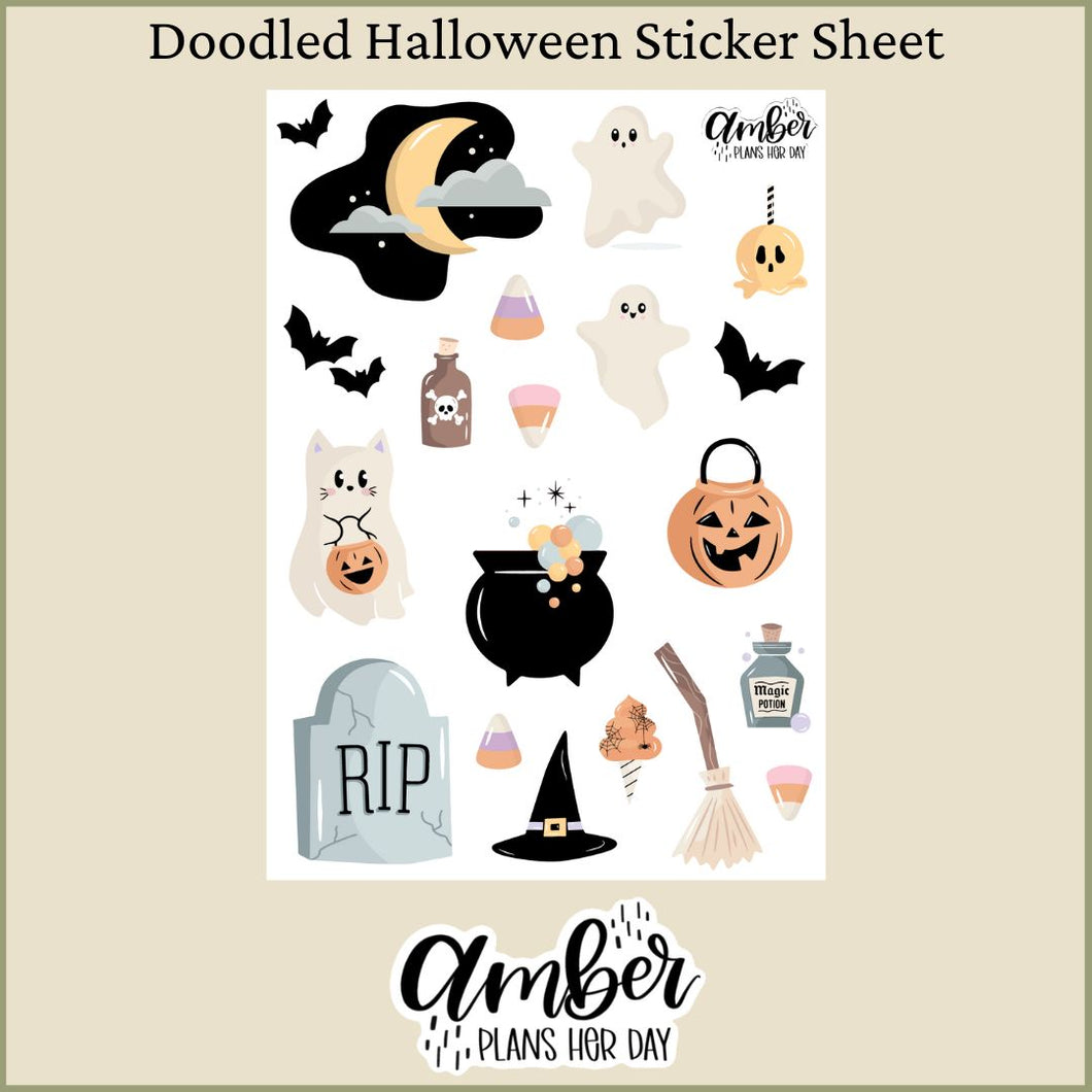 Doodled Halloween Sticker Sheet