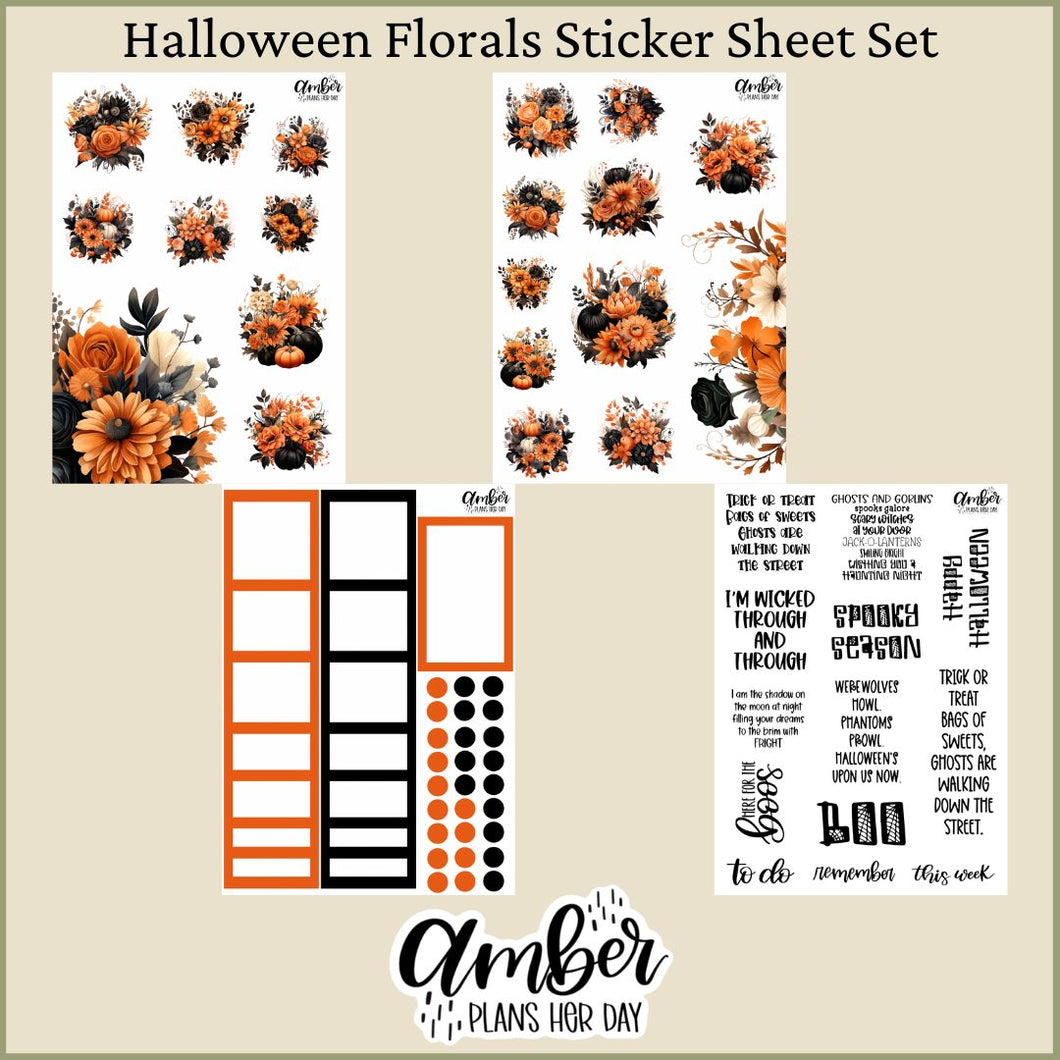 Halloween Florals Sticker Sheet Set