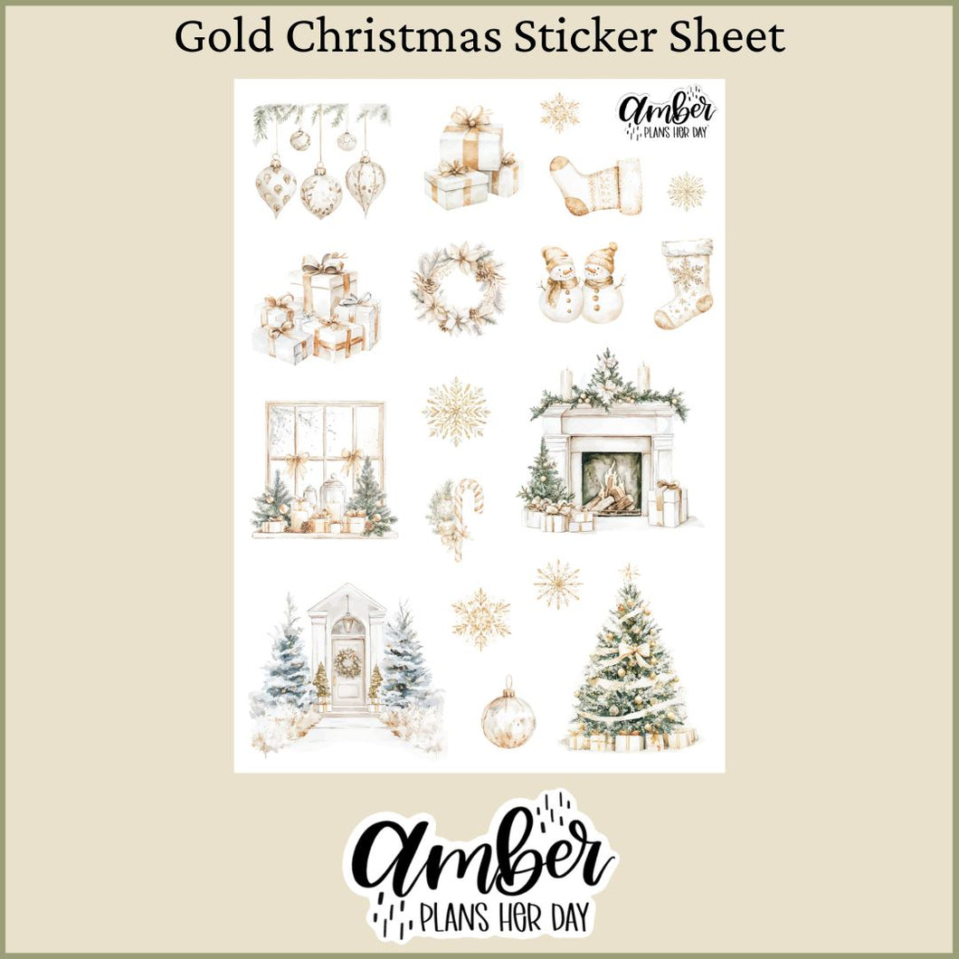 Gold Christmas Sticker Sheet