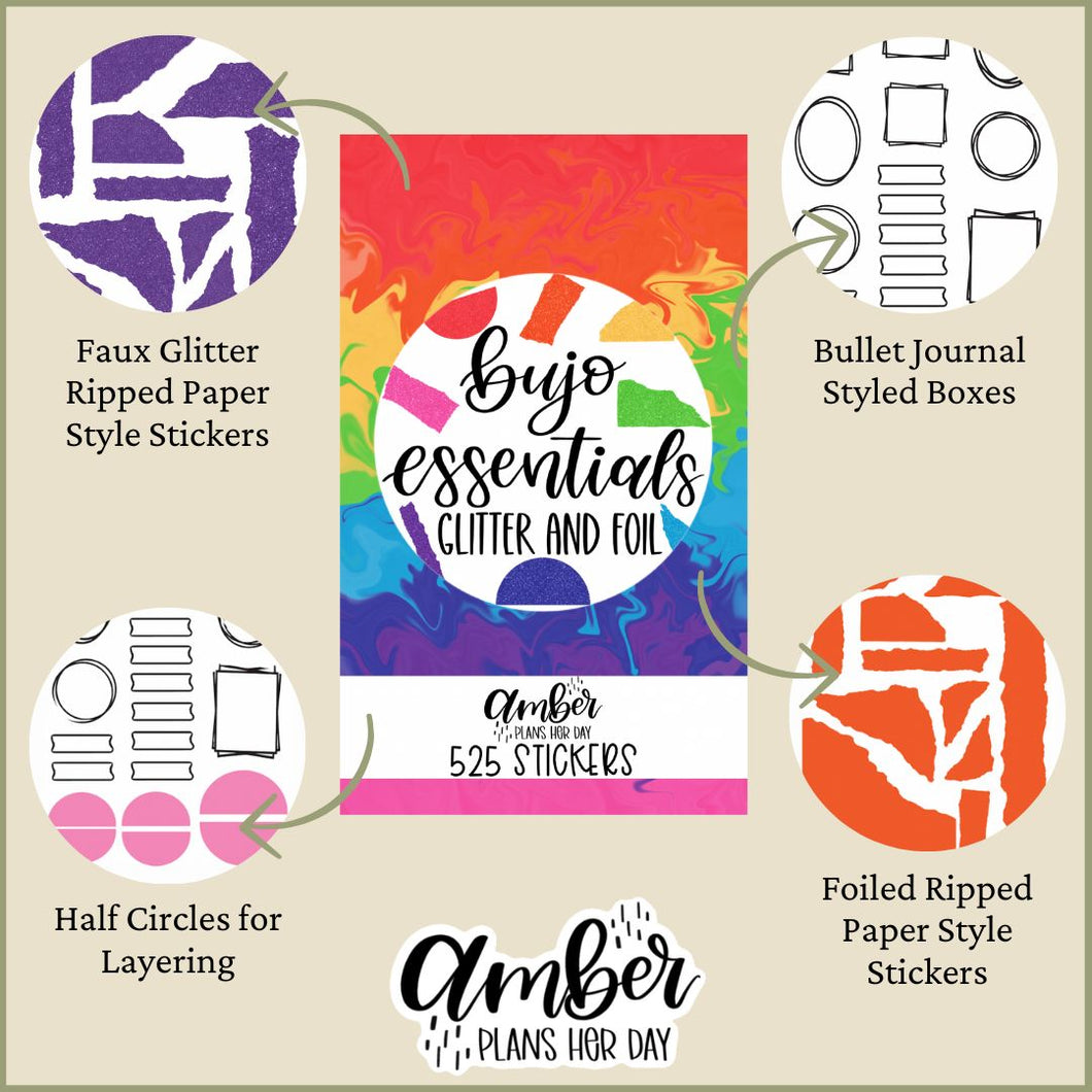 Bujo Essentials Glitter and Foil Sticker Book