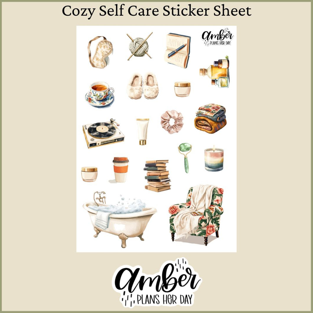 Cozy Self Care Sticker Sheet