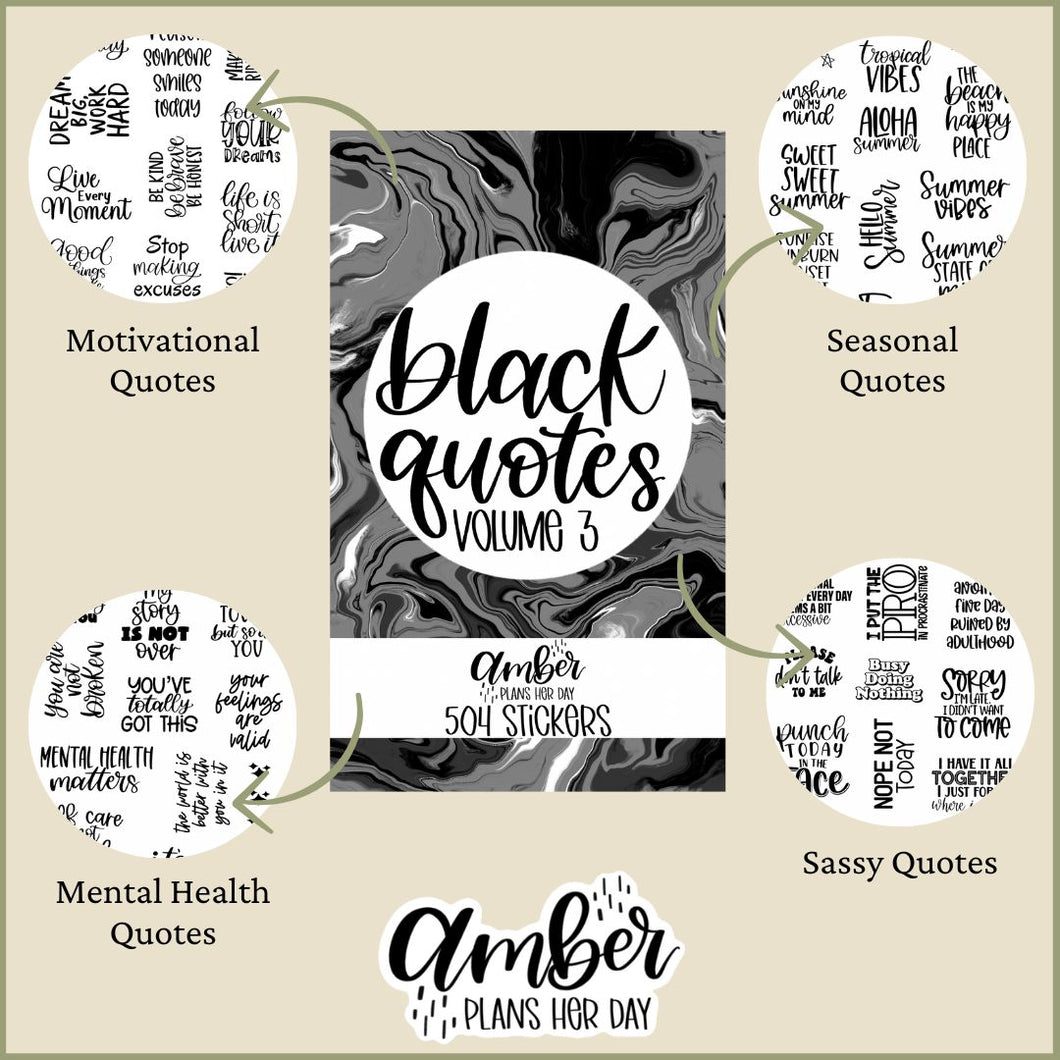 Black Quotes Volume 3 Sticker Book