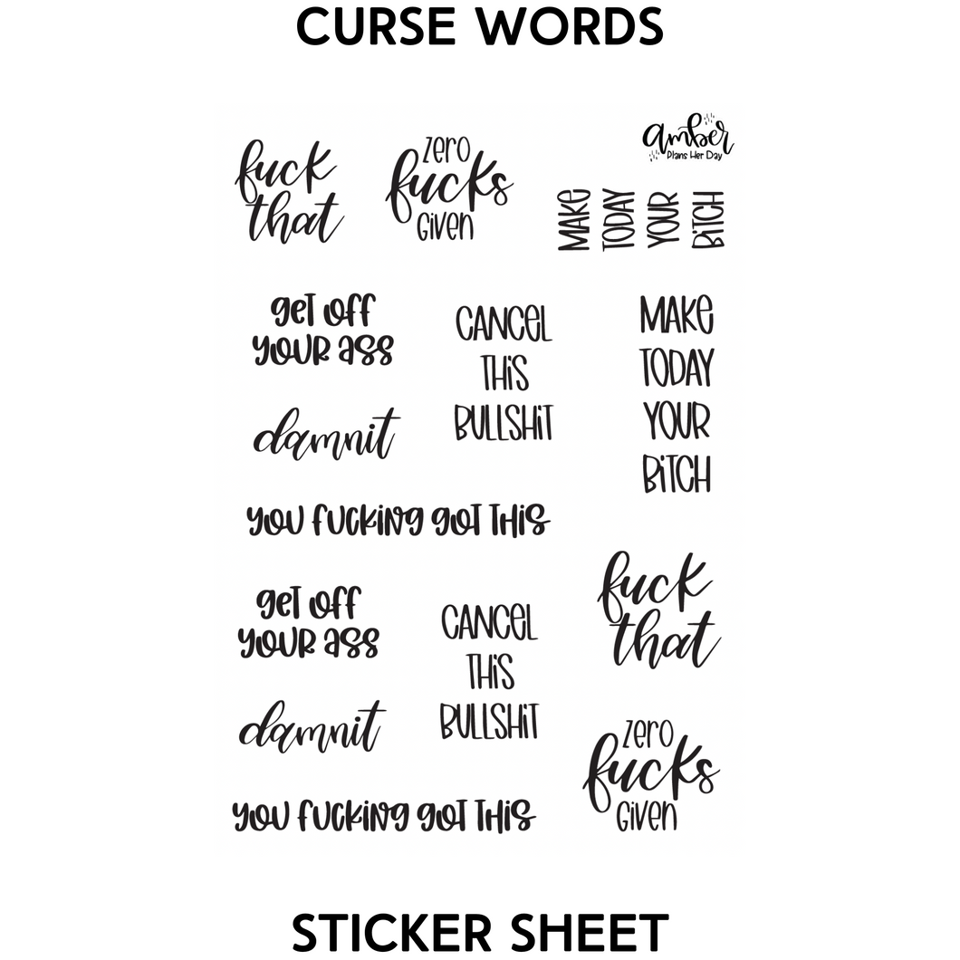 Curse Words Sticker Sheet