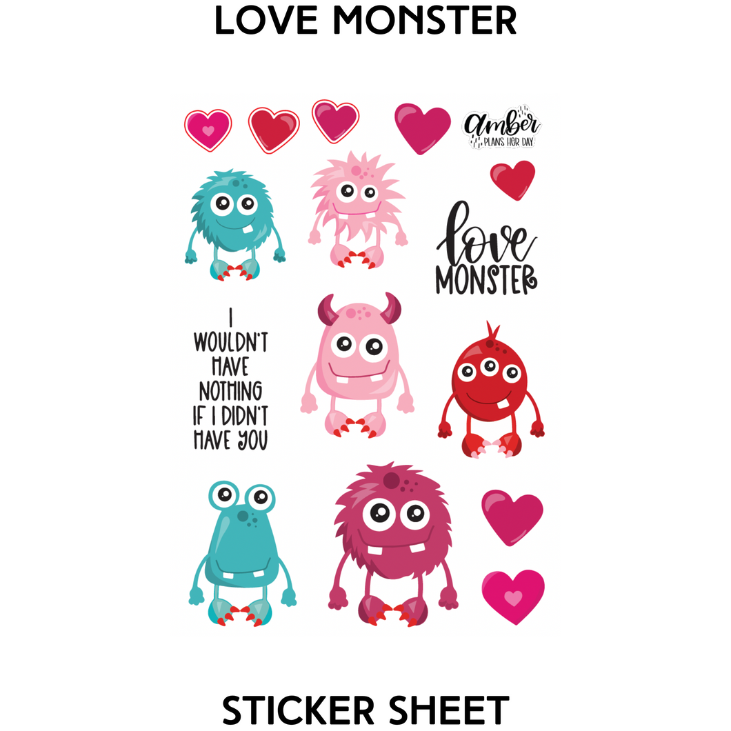 lovin monsters Love Monsters Sticker Sheet – Amber Plans Her Day