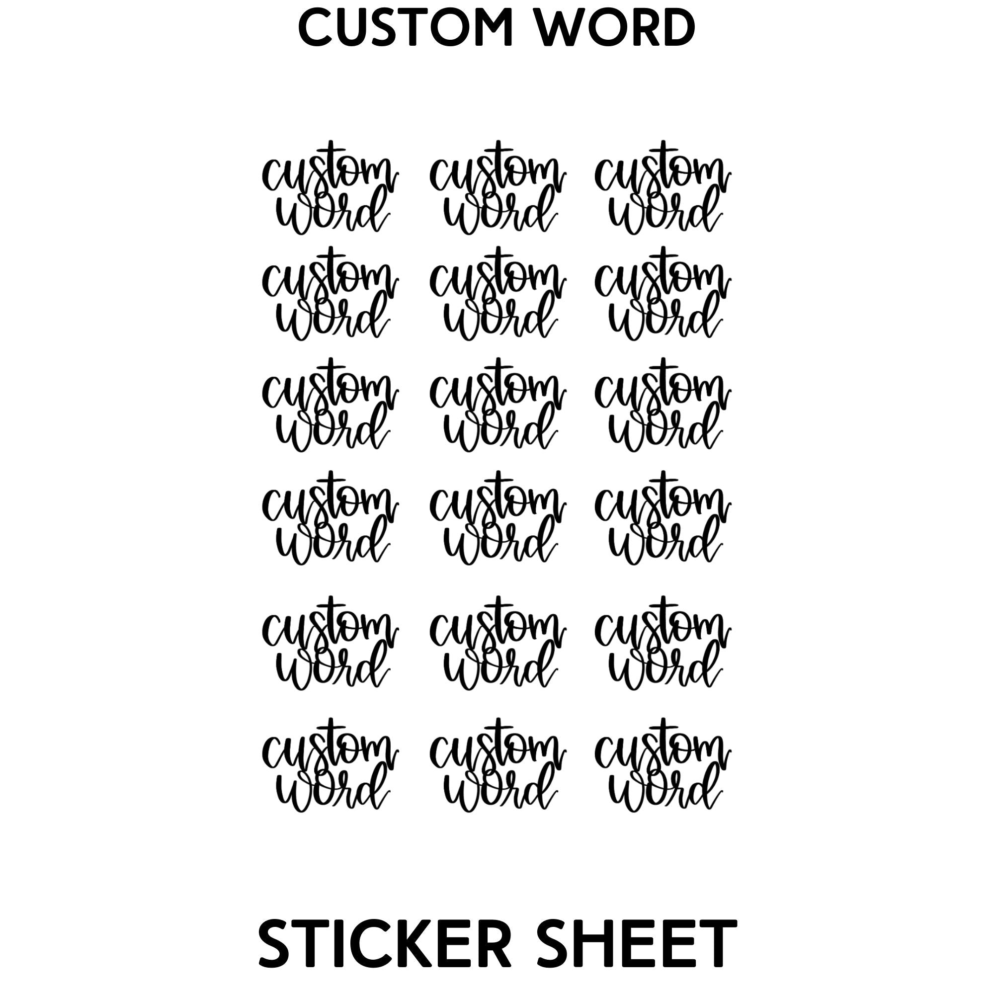 Custom Word Sticker Sheet – Amber Plans Her Day