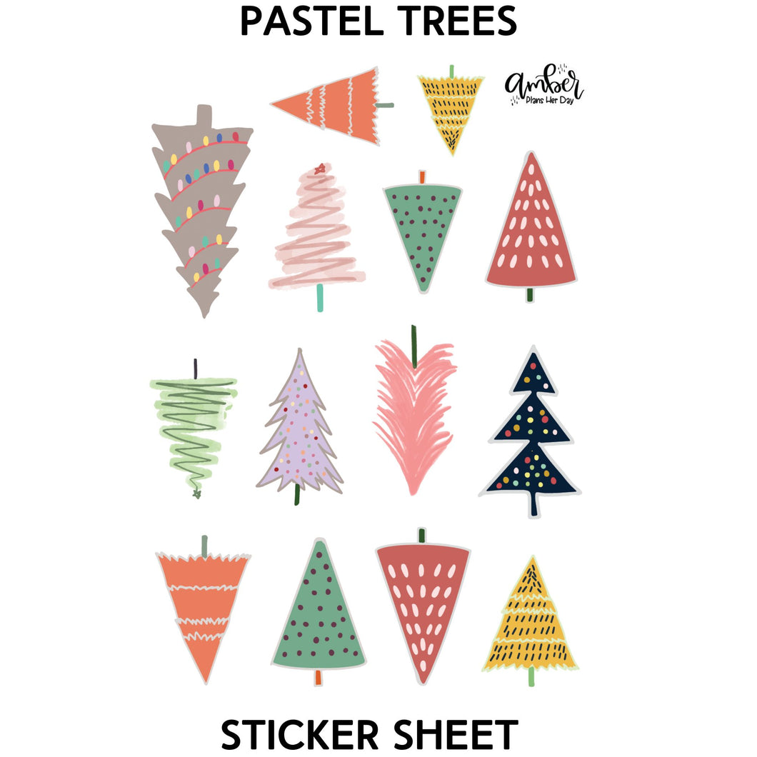 Pastel Trees Sticker Sheet