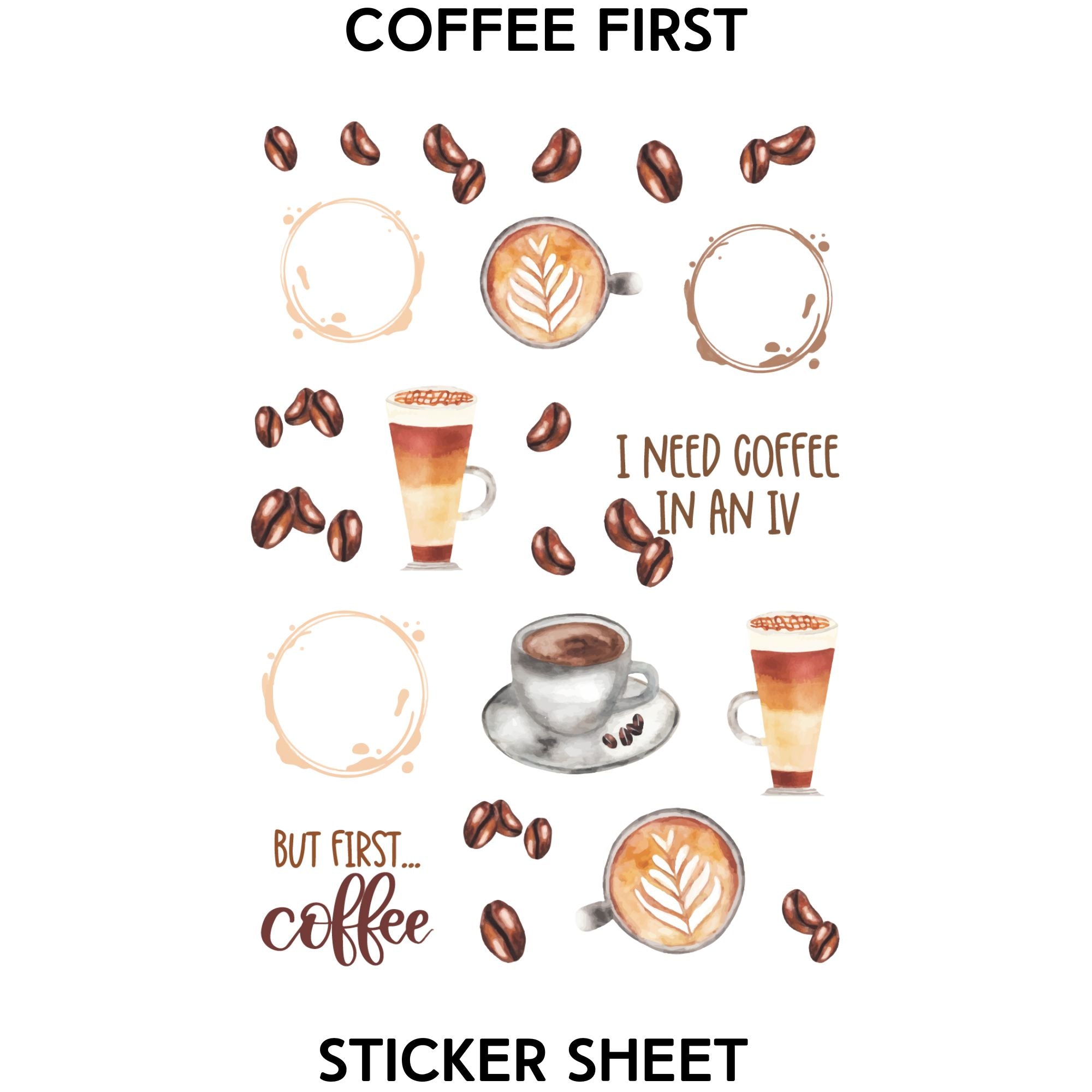 Coffee First Sticker Sheet – Amber Plans Her Day