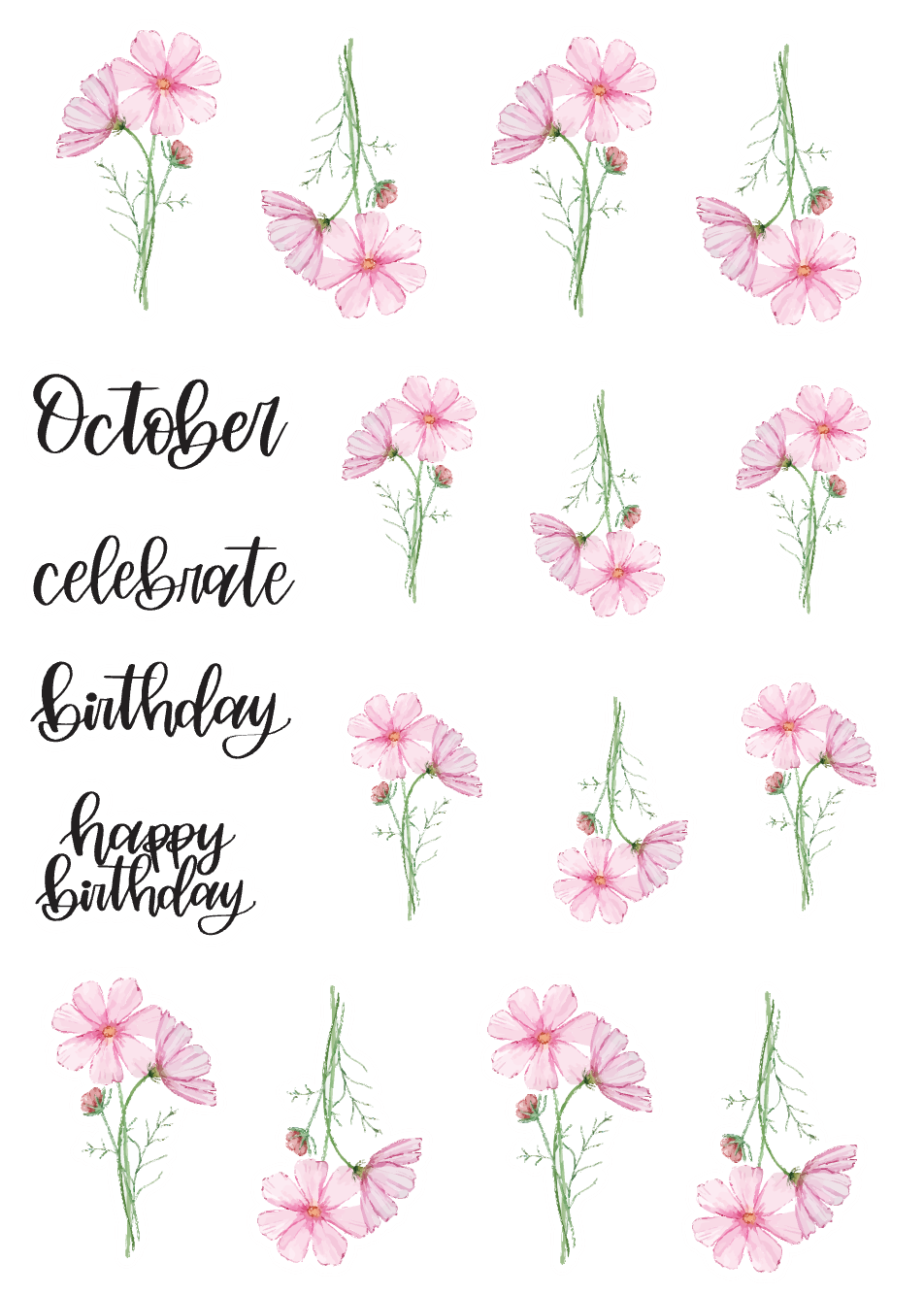 October Birth Monthly Florals Sticker Sheet – Amber Plans Her Day