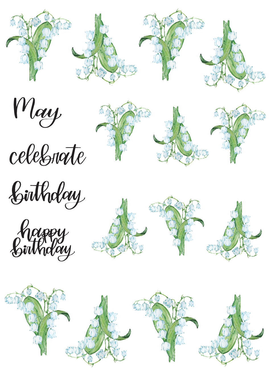 May Birth Monthly Florals Sticker Sheet
