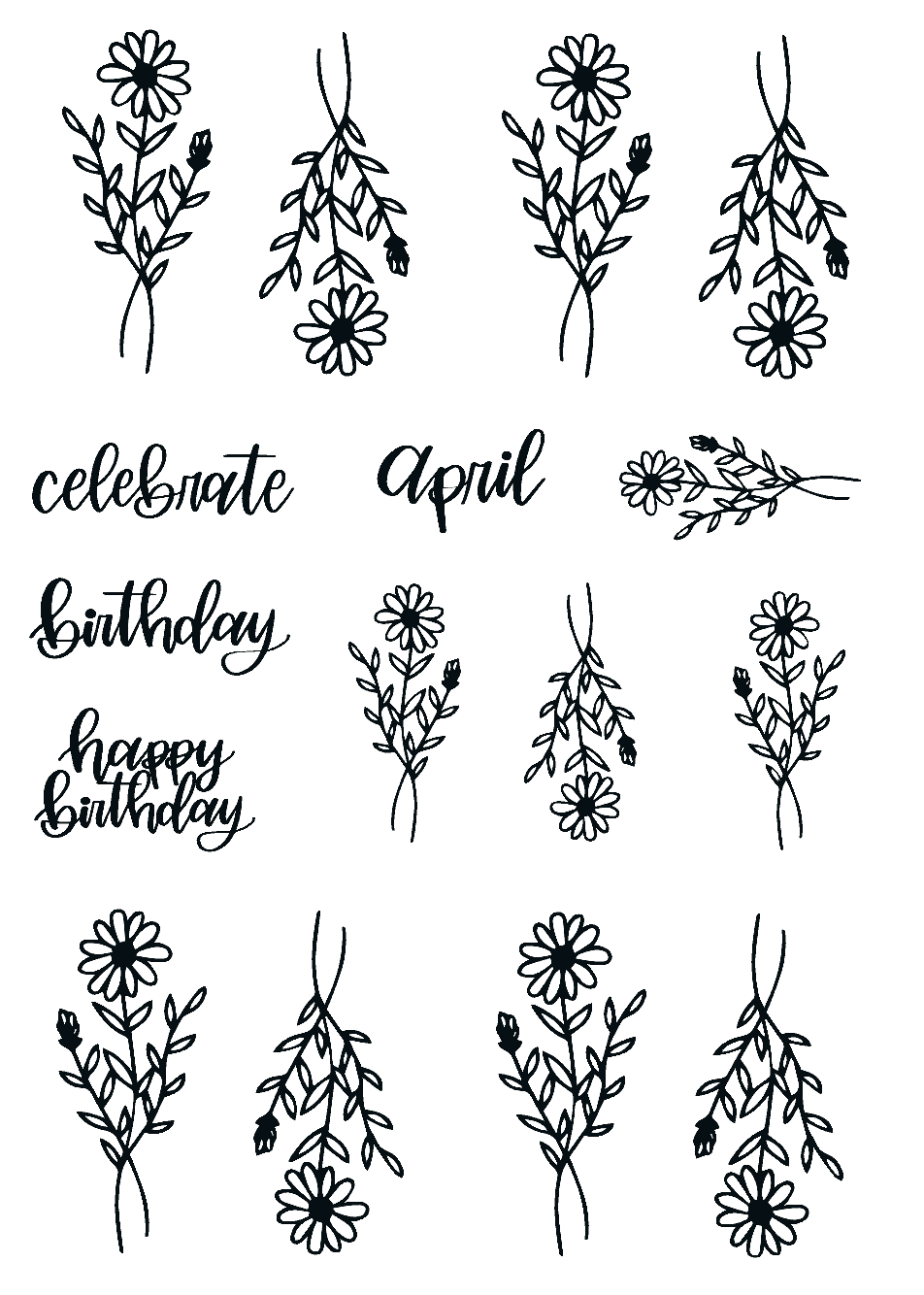 April Lined Birth Monthly Florals Sticker Sheet – Amber Plans Her Day
