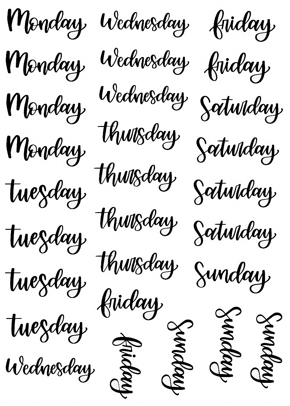 Days of the Week Sticker Sheet Amber Plans Her Day